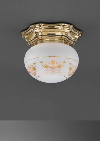 Classic brass ceiling lamp with glass sphere. PL.7835/1