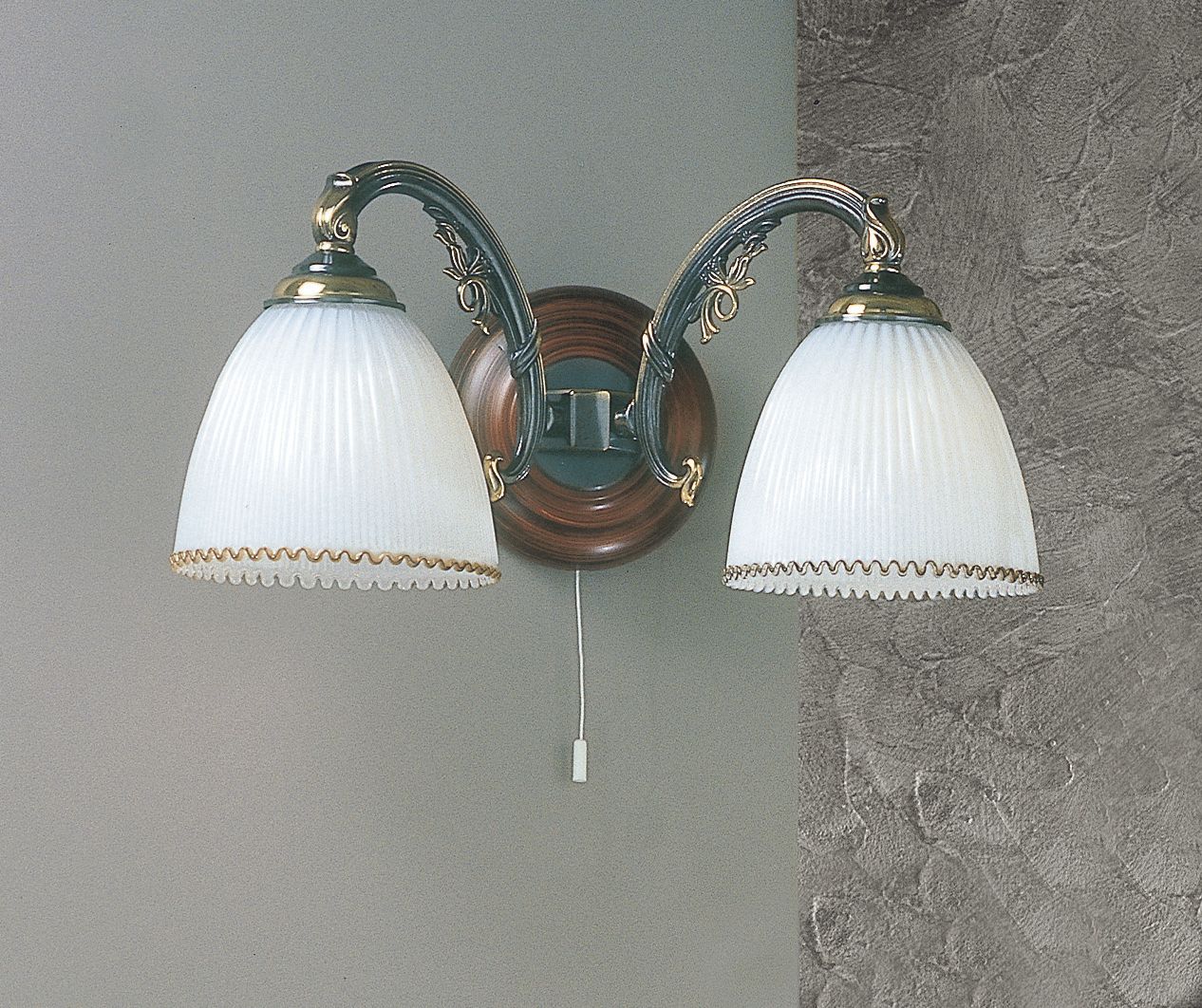 Everley Applique 1 Luce Vintage Ottone, Vetro