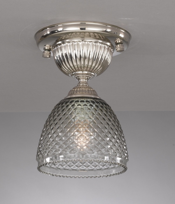 Iron and brass ceiling lamp with blown smoked glas