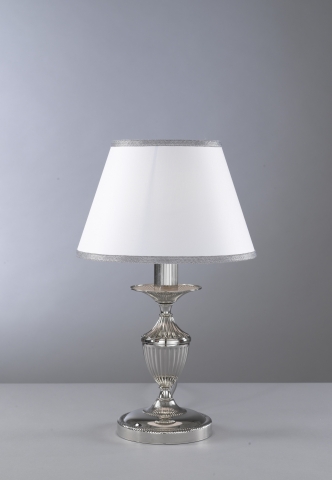 Bedside lamp Nikel finished with white textile shade