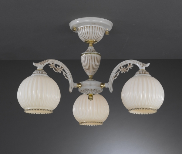 3 Lights chandelier with blown ivory glass