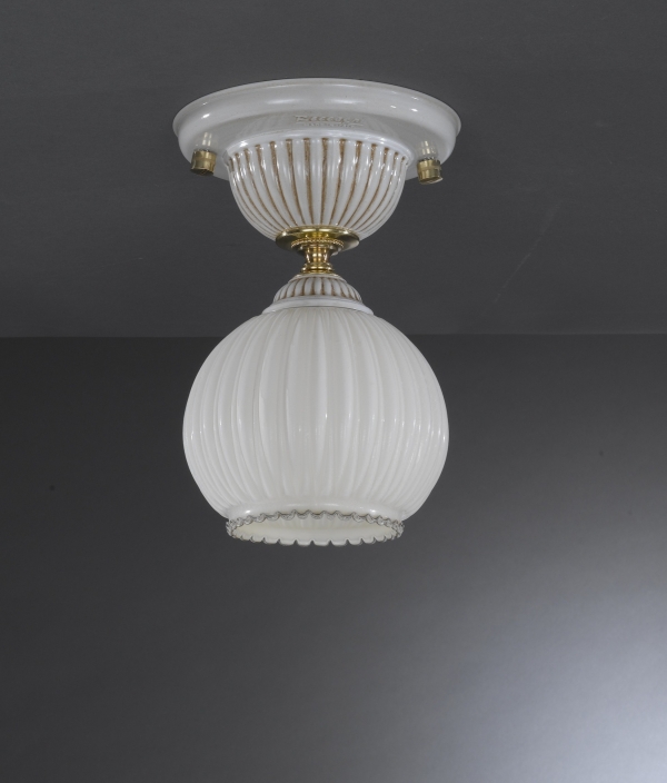 1 Light ceiling lamp with blown ivory glass
