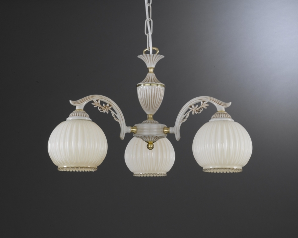 3 Light chandelier with blown ivory glass