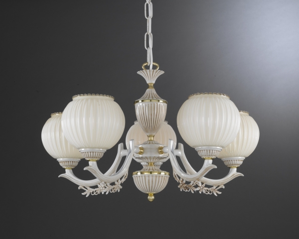 5 Lights chandelier with blown ivory glass
