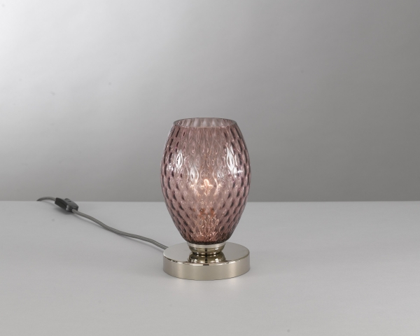 Bedside lamp, Nickel finish, blown glass in Amethyst color  P.10008/1