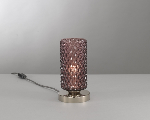 Bedside lamp, Nickel finish, blown glass in Amethyst color  P.10001/1