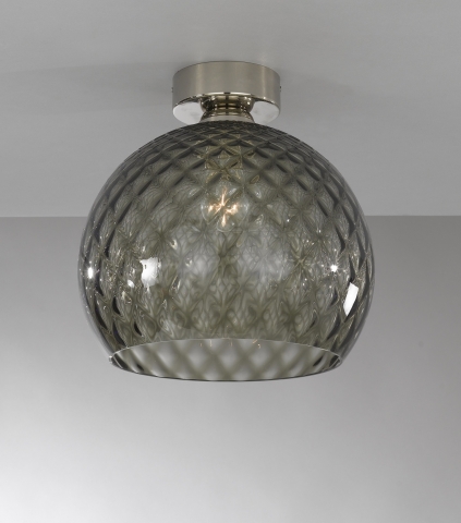 Ceiling lamp, Nickel finish, blown glass in Smoked color PL.10011/1