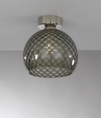 Ceiling lamp, Nickel finish, blown glass in Smoked color PL.10010/1