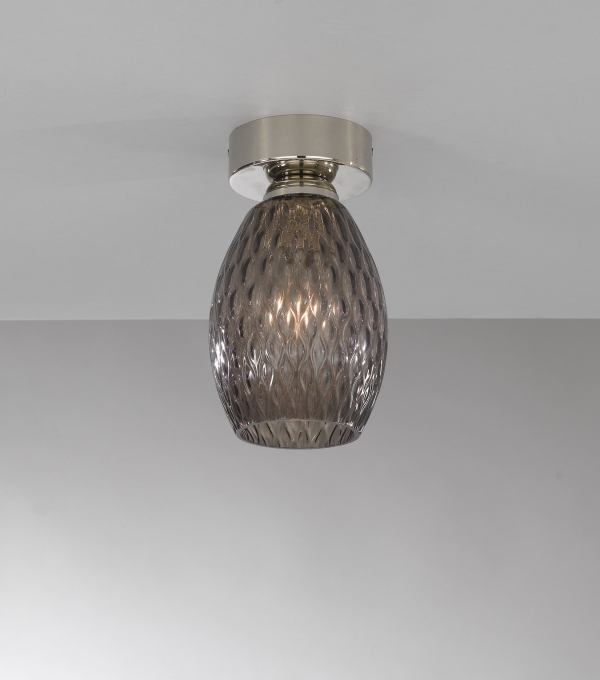 Ceiling lamp, Nickel finish, blown glass in Ametyst color PL.10007/1