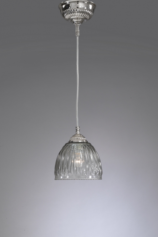Suspension with one light, nickel color. Smoked blown glass. Code L.9800/14cm.