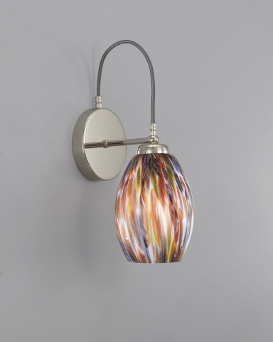 Wall lamp, Nickel finish, blown glass multicolored Murrina A.10009/1