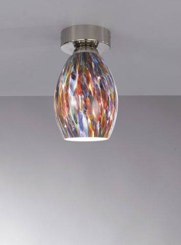 Ceiling lamp, Nickel finish, blown glass multicolored Murrina PL.10009/1