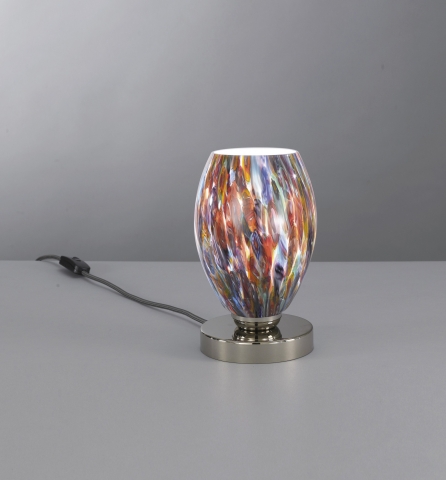 Nachttischlampe Nickel-Finish, mundgeblasenes Glas mehrfarbig Murrina P.10009/1