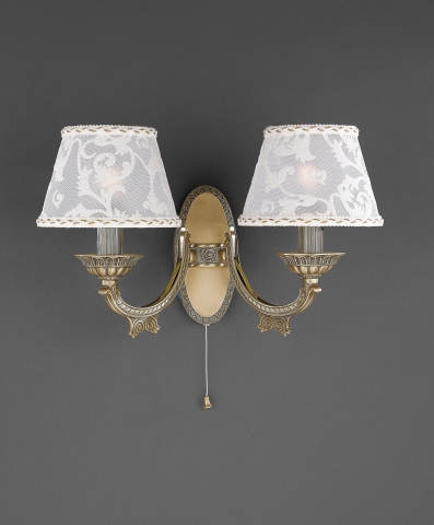2 lights  brass wall sconce with lamp shade. A.7432/2