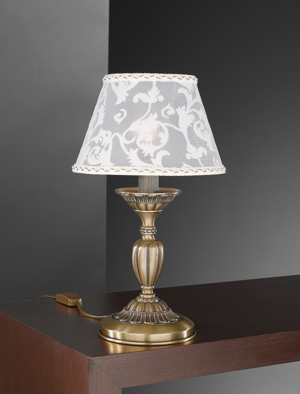 Solid brass bedside lamp with lamp shade. P.7432 P