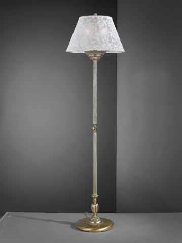 Solid brass floor lamp with fabric lamp shade. PN.7432/2