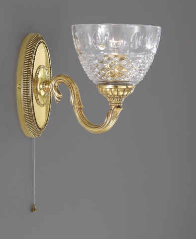 One light brass wall sconce with amber cut crystal cup. A.4320/1