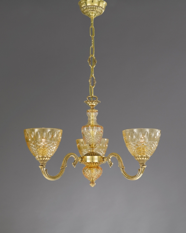 Chandelier with amber cut crystal cup. L.4320/3