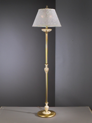 Solid brass floor lamp with fabric lamp shade. PN.7036/2