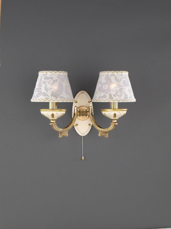 2 lights  brass wall sconce with lamp shade. A.7036/2