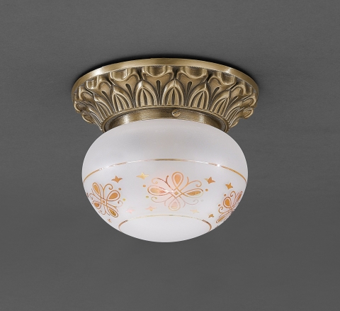 Classic brass ceiling lamp with glass sphere. PL.7715/1