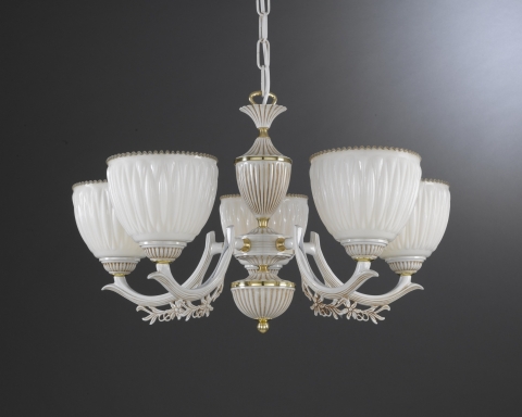 5 Lights chandelier with blown ivory glass