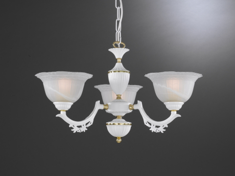3 Light chandelier with white glass. L.9652/3