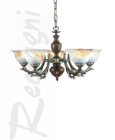 5 lights solid brass chandelier Bronze. L.2801/5