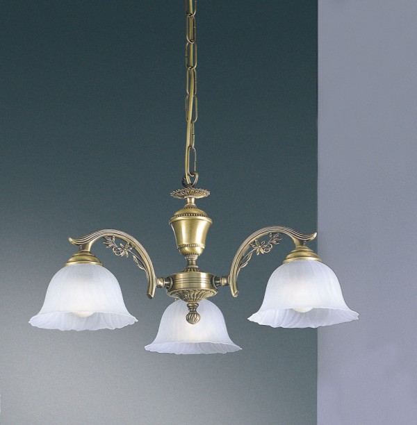 3 lights brass chandelier with frosted glass
