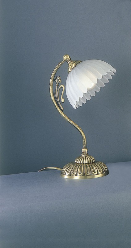 Brass bedside lamp with frosted glass
