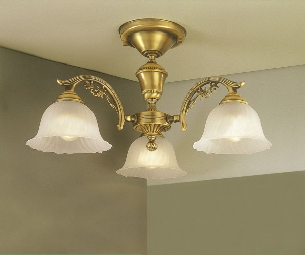 3 lights brass chandelier with frosted glass