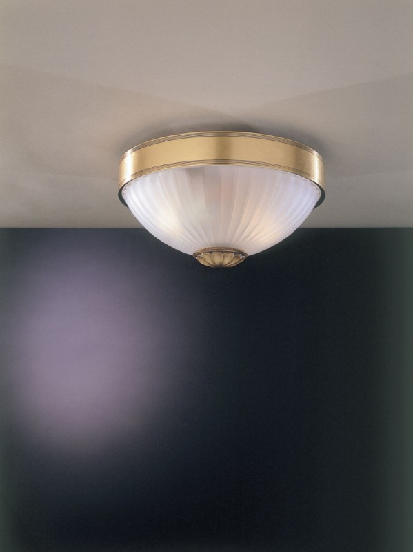Brass ceiling light with frosted glass 24 cm