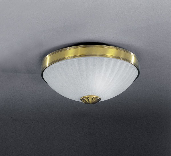 Brass ceiling light with frosted glass 30 cm