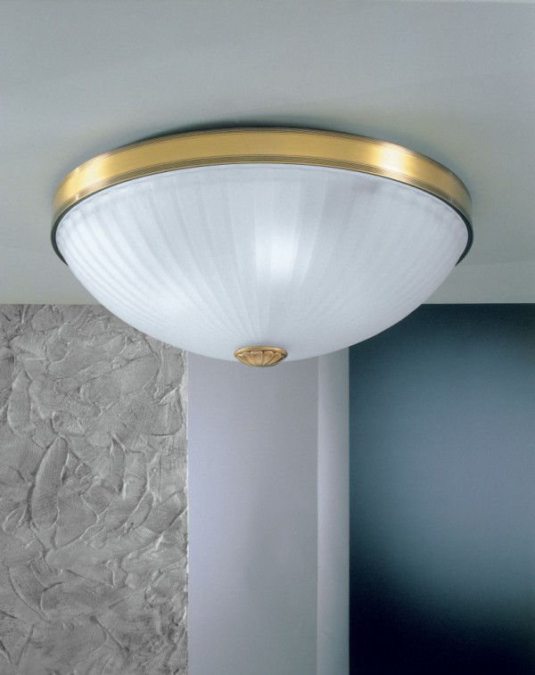 Brass ceiling light with frosted glass 50 cm