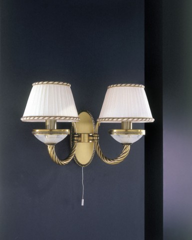 Wandlampe aus Messing und Milchglas mit Lampenschirm 2 flammig