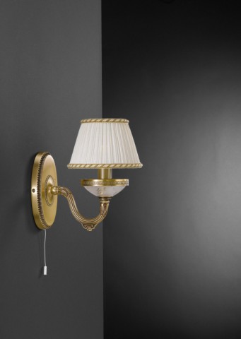 1 light brass and frosted glass wall sconce with lamp shade