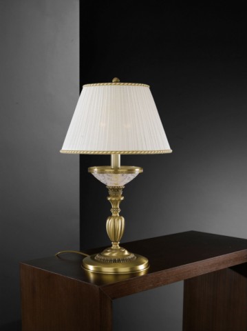Brass table lamp with frosted glass and lamp shade