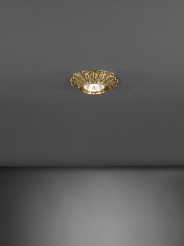Traditional golden brass recessed ceiling spotlight