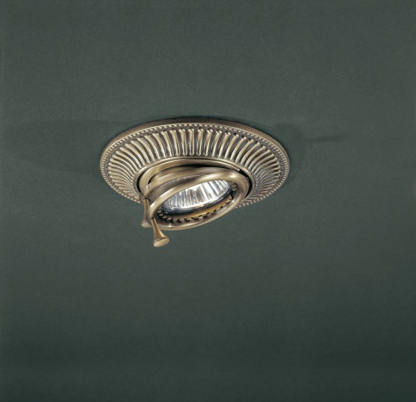 Adjustable brass recessed ceiling spotlight