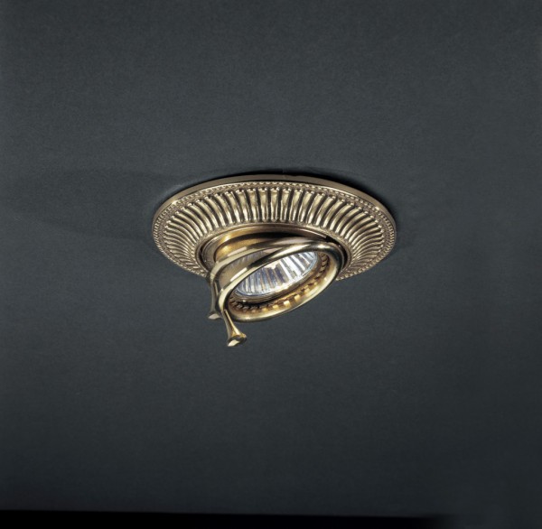Adjustable golden brass recessed ceiling spotlight