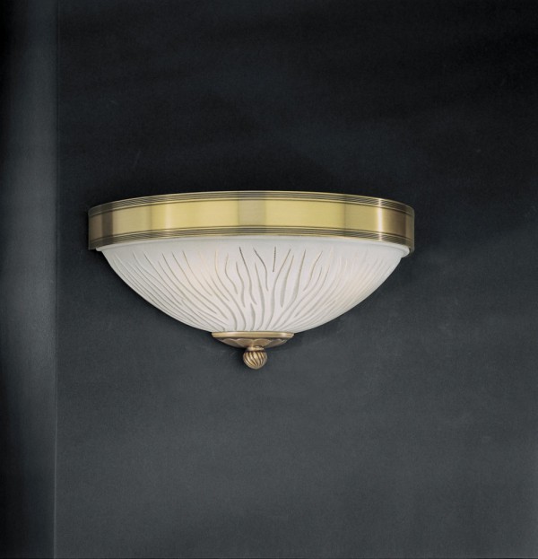 Brass and white striped glass wall sconce