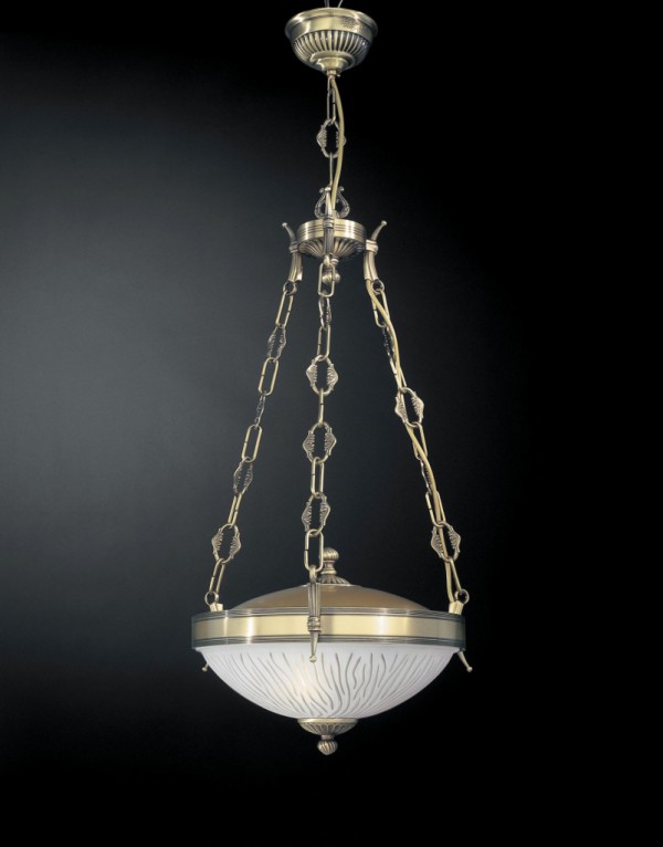 2 lights brass pendant lamp with white striped glass