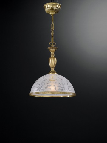 Lampada a sospensione in ottone con vetro satinato 28 cm