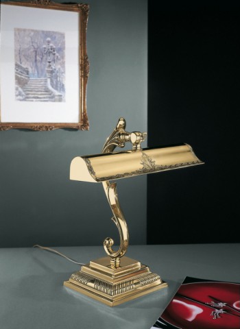 Lampada da scrivania in ottone color oro