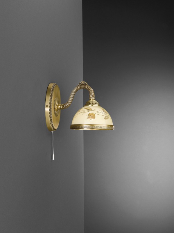1 light brass wall sconce with cream glass