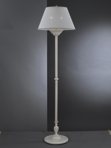Stehlampe aus antik Weiss Messing mit Lampenschirm
