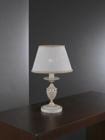 Small brass bedside lamp with lamp shade