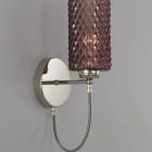 Lampada da parete, finitura Nichel, vetro soffiato colore Ametista A.10001/1