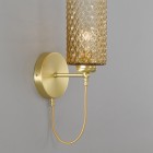 Wall lamp in brass with one light , satin gold finish, blown glass bronze color. A.10030/1