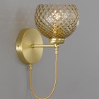 Wandleuchte in Messing mit einem Licht, Satin Gold Finish, mundgeblasenes Glas in Bronze farbe A.10032/1